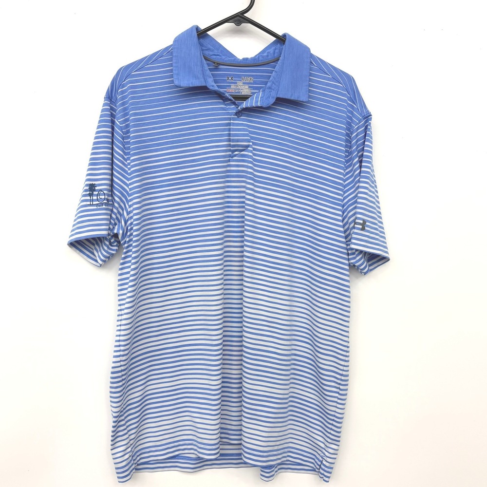 Under Armour Mens XL HeatGear Golf Polo‎ Striped Performance Blue SIze XL